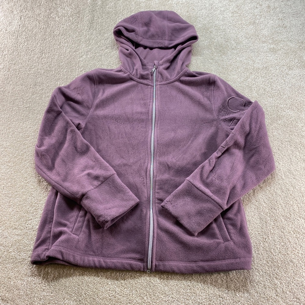 Calvin Klein Performance Hoodie Womens Large Purple Fleece Full Zip Logo Jacket